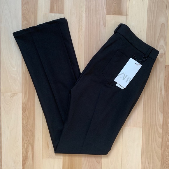 Zara Black Trouser Pants with Seam Detail - Picture 3 of 8